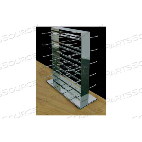 JEWELRY DISPLAY, 5-1/2 D X 15 W X 18-1/4 H, W/ 40 HOOKS, METAL, CHROME