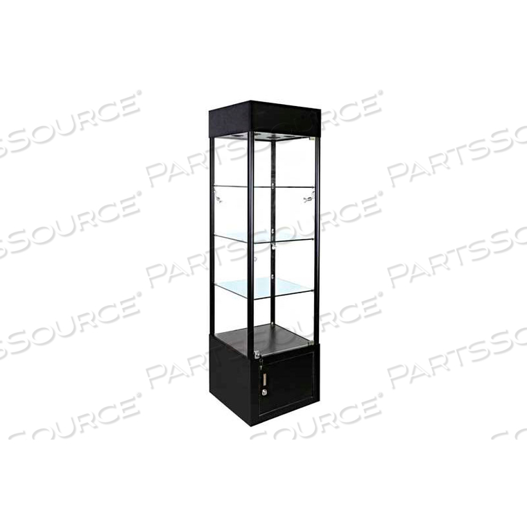 OEM#: KDWA-001LIGHTED GLASS TOWER SHOWCASE - FULLY ASSEMBLED - 20W X 12DX 73H - BLACK by Amko Displays LLC