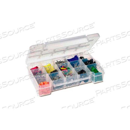 MEDIUM CLEAR STORAGE CASE W/ 2 DIVIDERS, 11X7X2-3/8