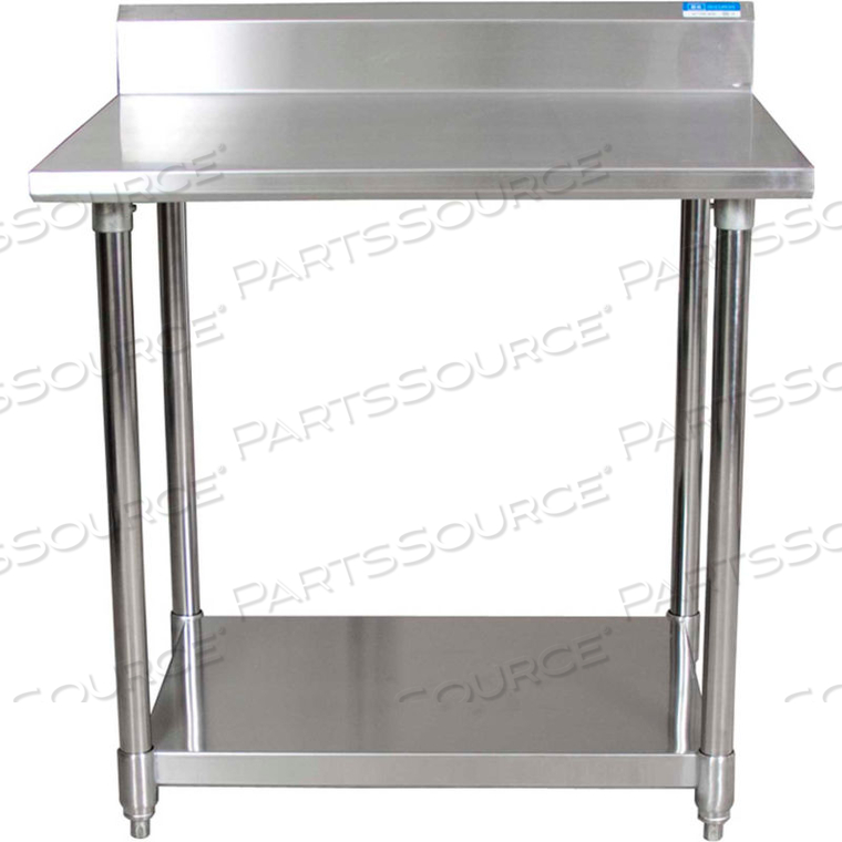 WORKBENCH W/UNDERSHELF, 16 GA. 304 SERIES STAINLESS, 5 BACKSPLASH, 72WX30D