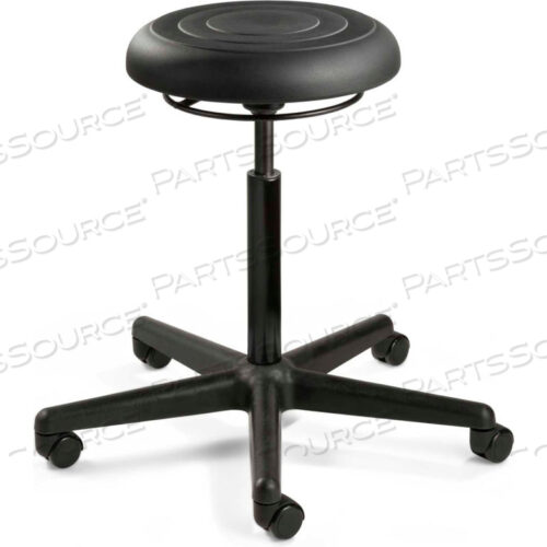 ERGOLUX JR BACKLESS STOOL, BLACK POLYURETHANE SEAT, BLACK NYLON BASE