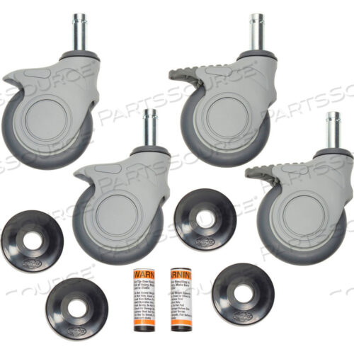 NEXEL (2) SWIVEL (2) SWIVEL BRAKE STEM CASTERS, 5 POLYMER, SET OF (4), 1200 LB CAP