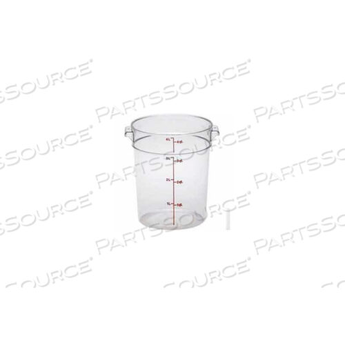 ROUND STORAGE CONTAINER, 4 QT., DURABLE POLYCARB CONSTRUCTION, CLEAR