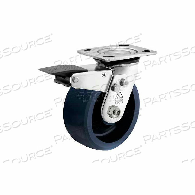 PRISM STAINLESS STEEL TOTAL LOCK SWIVEL CASTER - SOLID URETHANE - 6 DIA.