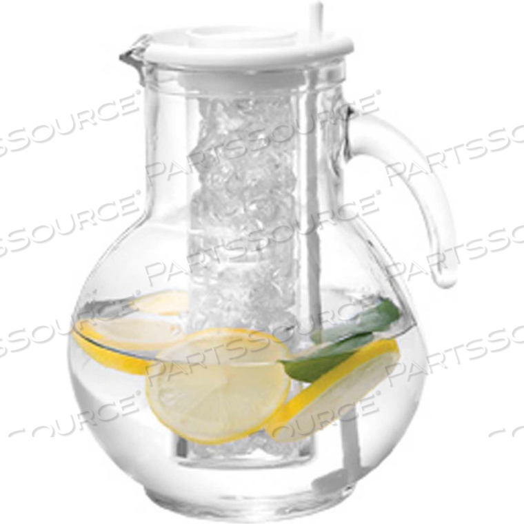GLASS PITCHER WITH ICE CHAMBER 1/2 GALLON CAPACITY 4W X 8D X 8H