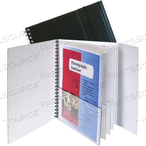 8-POCKET PORTFOLIO WITH SECURITY FLAP, BLACK/WHITE, 12 PORTFOLIOS/SET
