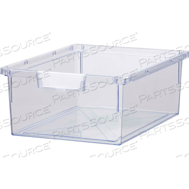 STANDARD WIDTH DOUBLE DEPTH STORAGE TOTE TRAY - 16-3/4L X 12-5/16W X 6H CLEAR