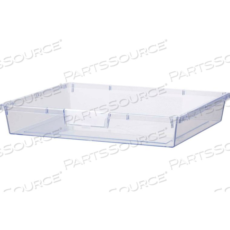 EXTRA WIDE SINGLE DEPTH STORAGE TOTE TRAY - 16-3/4L X 18-1/2W X 3H CLEAR