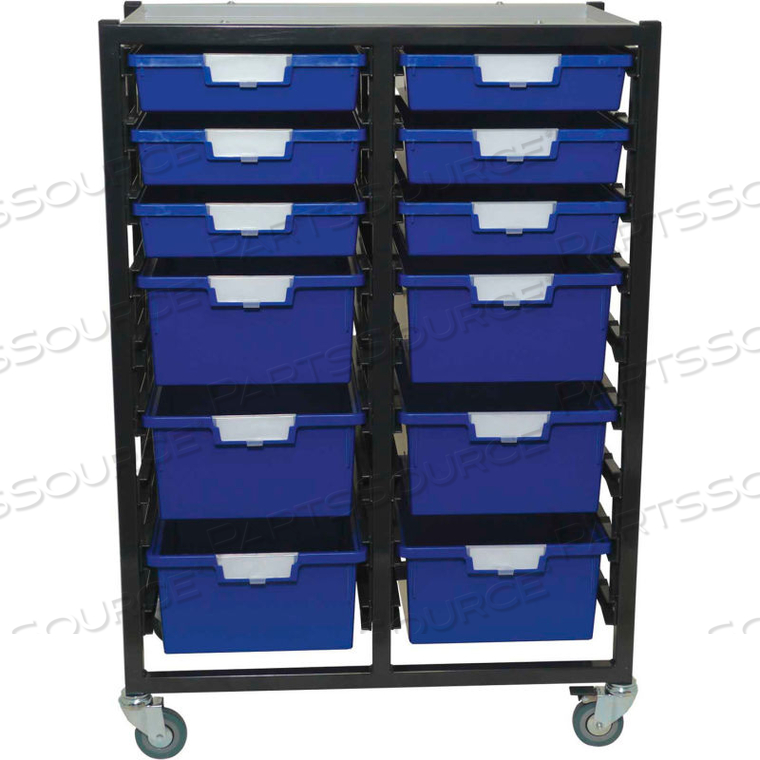 STORSYSTEM METAL TOTE CART - 12 STANDARD WIDTH GREEN TOTES 29-1/2 X 17-7/8 X 40-3/4