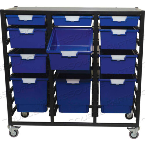 STORSYSTEM METAL TOTE CART -12 STANDARD WIDTH CLEAR TOTES 29-1/2 X 17-7/8 X 75-1/8