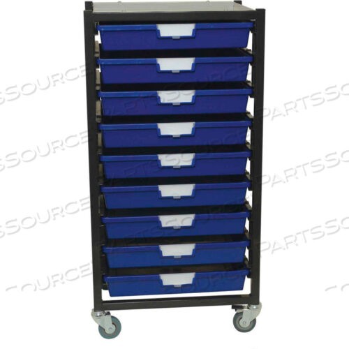 STORSYSTEM METAL TOTE CART - 9 EXTRA WIDE YELLOW TOTES 21-7/8 X 17-7/8 X 40-3/4