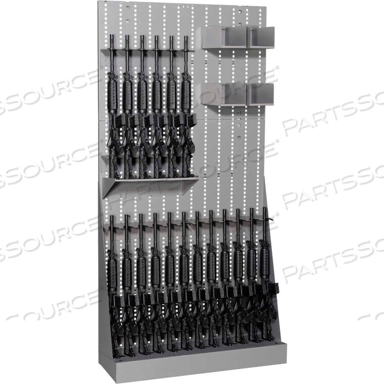 OEM#: AWR83-18R4B-WS23ARGOSRACK GUN OPEN RACK AWR83-18R4B - HOLDS 18 RIFLES 42W X 15D X 83H BATTLESHIP GRAY by Datum Filing