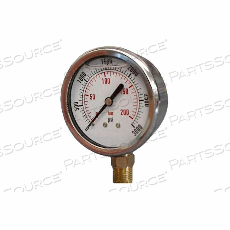 2 1/2 FLUID GLYCERINE FILLED PRESSURE GAGE STEM 4000 PSI