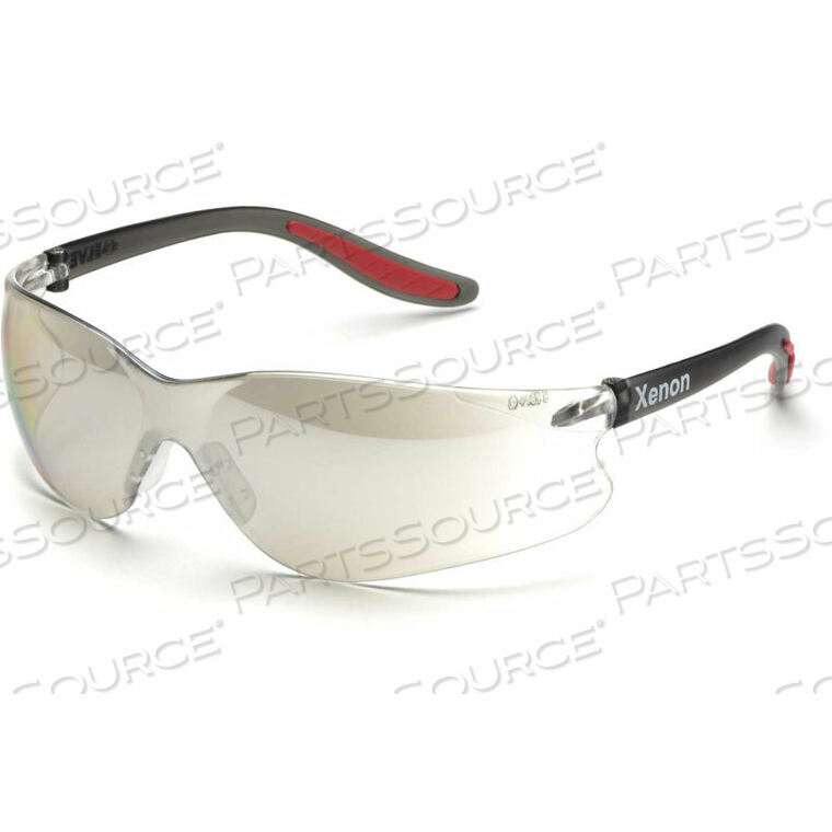 OEM#: WELSG14IOSAFETY GLASSES, INDOOR/OUTDOOR HC/PC LENS, BLACK FRAME/RED TIPS, 12/PACK by Elvex