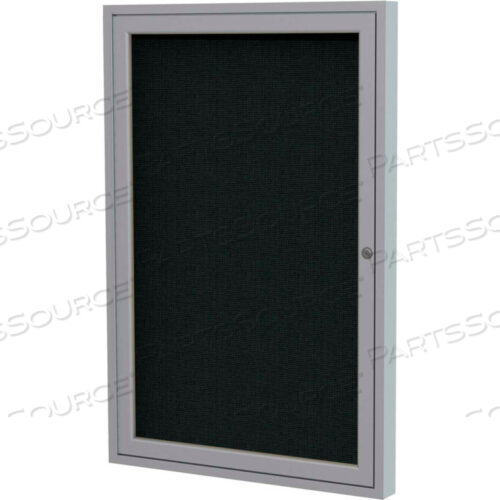 ENCLOSED BULLETIN BOARD - INDOOR - FABRIC - SATIN FRAME - 24W X 36H - BLACK
