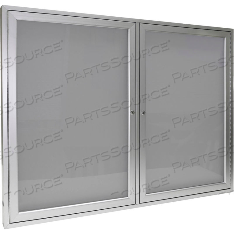 ENCLOSED BULLETIN BOARD - OUTDOOR / INDOOR - VINYL - 36 X 48 H - SILVER