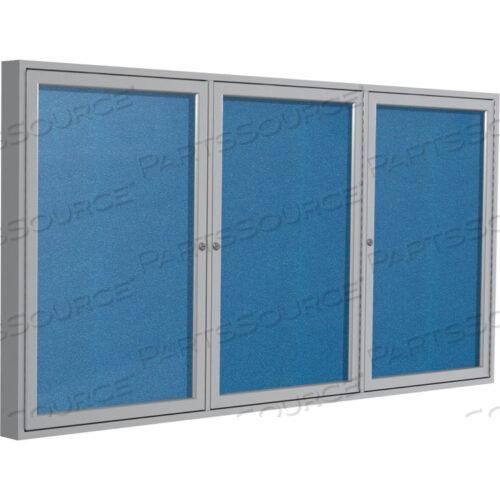 ENCLOSED BULLETIN BOARD - OUTDOOR / INDOOR - VINYL - 36 X 72 H - OCEAN