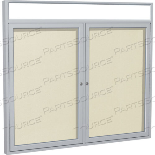 ENCLOSED VINYL BULLETIN BOARD - OUTDOOR - ILLUMINATED HEADER - IVORY - 3 X 5