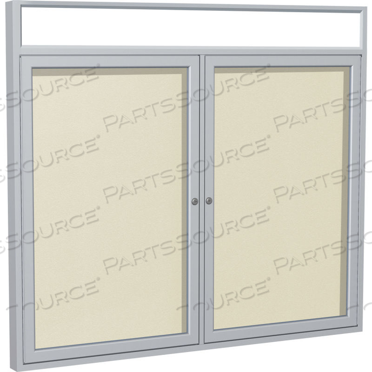 ENCLOSED VINYL BULLETIN BOARD - OUTDOOR - ILLUMINATED HEADER - IVORY - 3 X 5