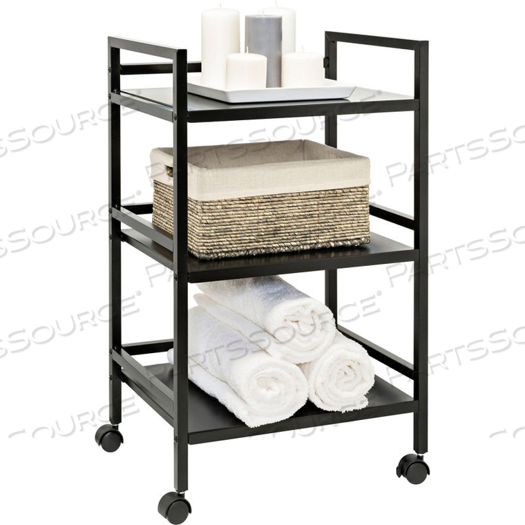 3-TIER METAL ROLLING CART - 19L X 13-3/4W X 31-1/8H - BLACK