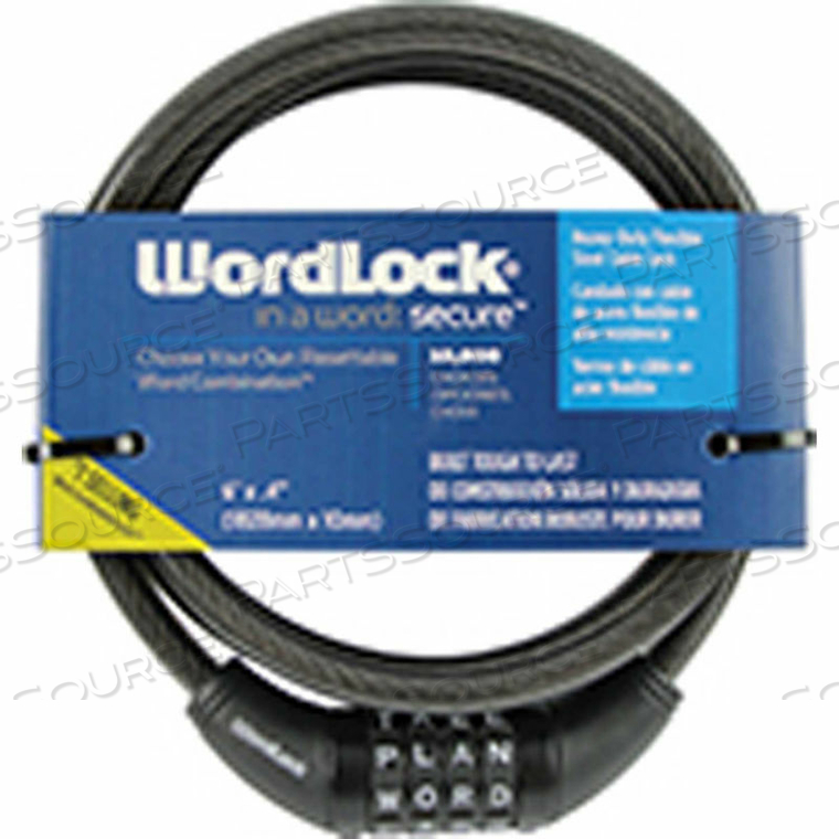 HOWARD BERGER WORDLOCK COMBINATION CABLE LOCK - 72L RESETTABLE 4-DIAL, BLACK