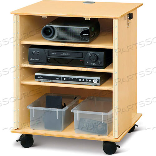 LOCKABLE PRESENTATION MOBILE CART CABINET 24W X 23D X 30H, BIRCH PLYWOOD