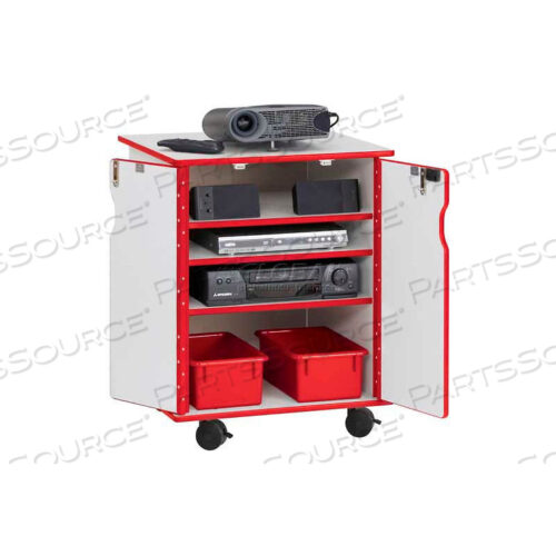 RAINBOW ACCENTS PRESENTATION MOBILE CABINET - GRAY WITH RED EDGE