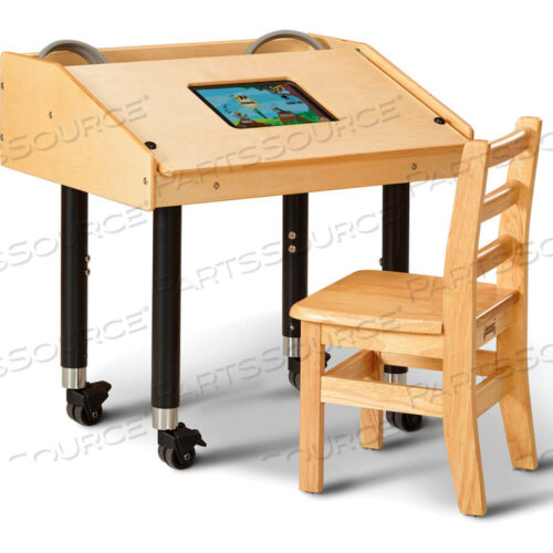 ADJUSTABLE HEIGHT SINGLE TABLET WOODEN TOP TABLE - MOBILE