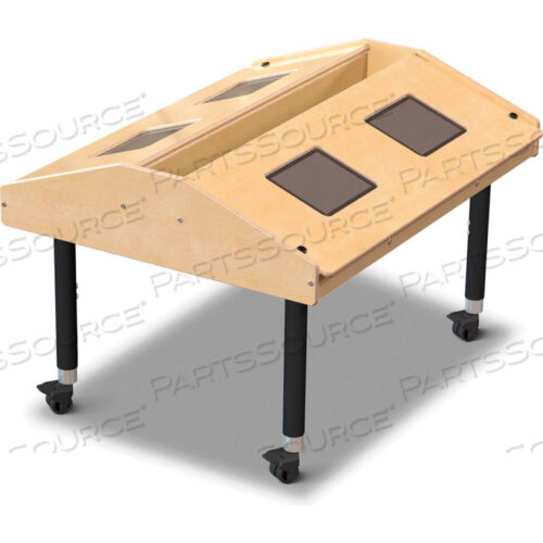 ADJUSTABLE HEIGHT QUAD TABLET WOODEN TOP TABLE - MOBILE