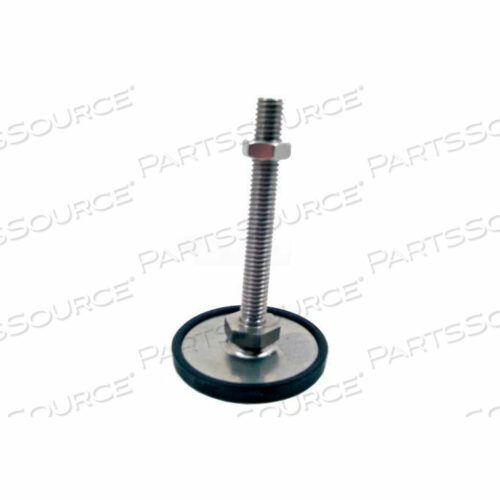 LEVELING FOOT W/PLASTIC CAP, 3/8-16 X 5.91 STUD, 2.36 BASE DIA, 6.42H, 2250 LBS. CAP, 304 SS