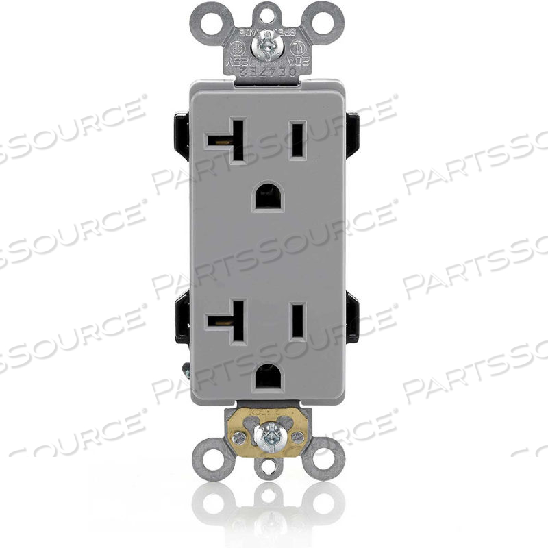 OEM#: 16352-GY16352-GY 20A, 125V, DECORA PLUS DUPLEX RECEPTACLE, SELF GROUNDING, GRAY by Leviton