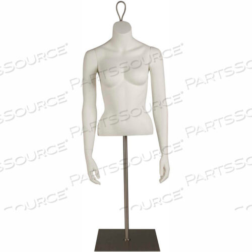 CLIP IN FEMALE TORSO, HEADLESS, ARMS AT SIDE -WHITE