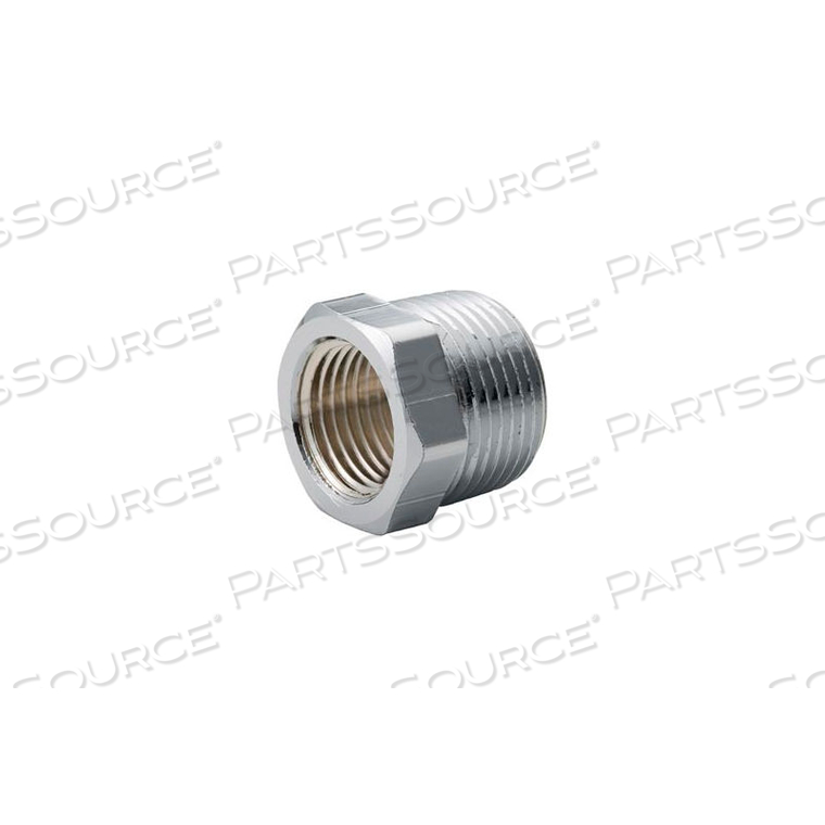 CHROME PLATED BRASS PIPE FITTING 1 X 3/4 HEX BUSHING NPT MALE X FEMALE