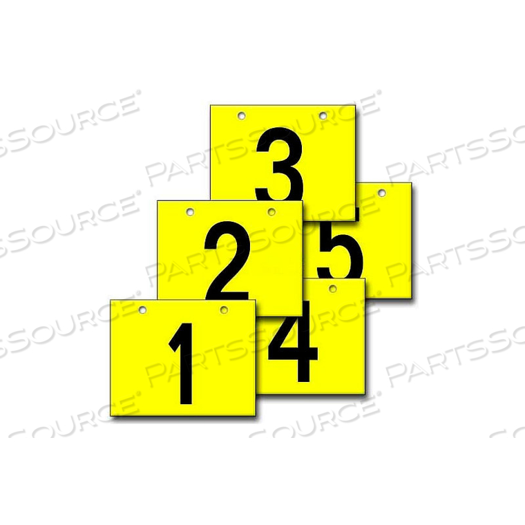 HANGING AISLE SIGN, HORIZONTAL, 1-SIDE, 1-5 RANGE, BLK/YEL, 18L X 12H