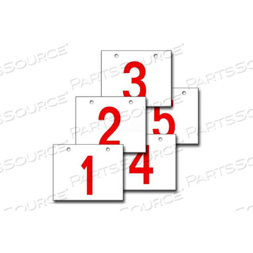 HANGING AISLE SIGN, HORIZONTAL, 1-SIDE, 1-5 RANGE, RD/WHT, 18L X 12H