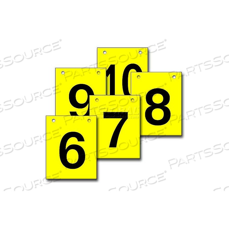 HANGING AISLE SIGN, VERTICAL, 1-SIDE, 6-10 RANGE, BLK/YEL, 12L X 18H