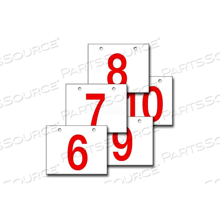 HANGING AISLE SIGN, HORIZONTAL, 1-SIDE, 6-10 RANGE, RD/WHT, 18L X 12H