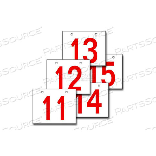 HANGING AISLE SIGN, HORIZONTAL, 1-SIDE, 11-15 RANGE, RD/WHT, 18L X 12H