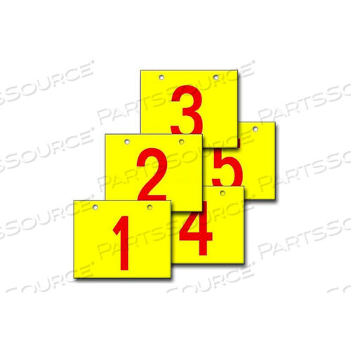 HANGING AISLE SIGN, HORIZONTAL, 1-SIDE, 1-5 RANGE, RD/YEL, 28L X 20H