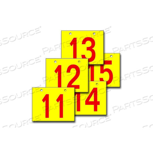 HANGING AISLE SIGN, HORIZONTAL, 1-SIDE, 11-15 RANGE, RD/YEL, 28L X 20H
