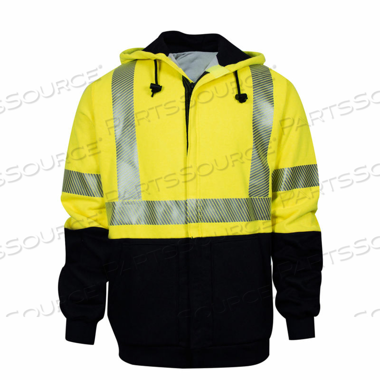FR HYBRID LINED HI-VIS ZIP FRONT SWEATSHIRT, CLASS 3, TYPE R, S, YELLOW/NAVY