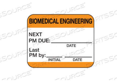 OEM#: 59709347SELF-LAMINATING PAPER PERMANENT BIOMEDICAL ENGINEERING LABEL, PAPER, ORANGE, 1 IN X 1-1/4 IN by PDC Facilities