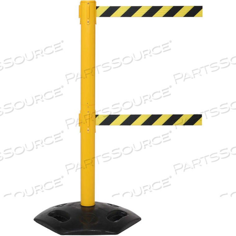 OEM#: WMRTWIN250Y-YBA110WEATHERMASTER TWIN RETRACTABLE BELT BARRIER, 40 YELLOW POST, 11 YLW AUTHORIZED ACCESS ONLY BELT by Queue Solutions LLC