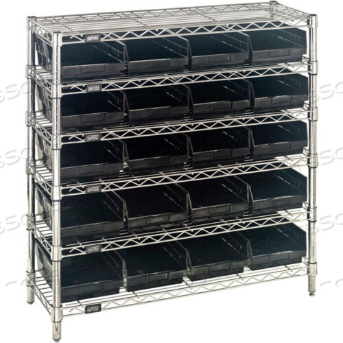 OEM#: WR6-36-1236-107COSTEEL WIRE SHELVING WITH 20 CONDUCTIVE 4H BINS BLACK - 6 SHELVES - 36W X 12D X 36H by Quantum Storage Systems