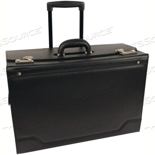 SYNTHETIC LEATHER BUSINESS CASE ON WHEELS, BLACK