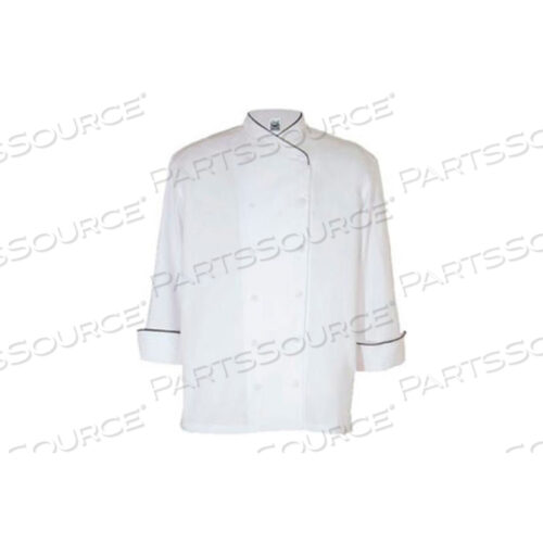 CORPORATE CHEFS JACKET, LARGE, BLACK PIPING, CHEF TEX