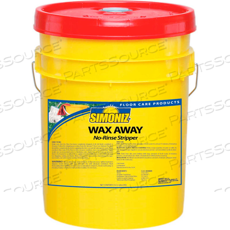 WAX AWAY NO RINSE FLOOR STRIPPER, 5 GALLON PAIL