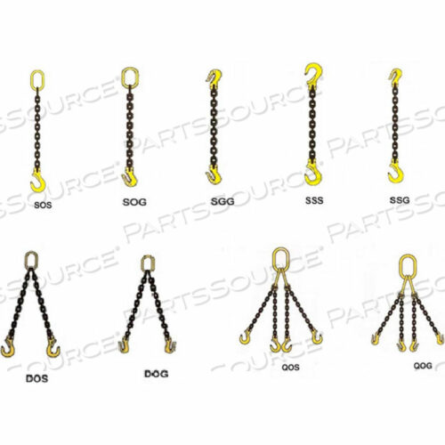 1/2 X 3 SINGLE LEG ALLOY CHAIN SLING WITH OBLONG SLING HOOK & LATCH
