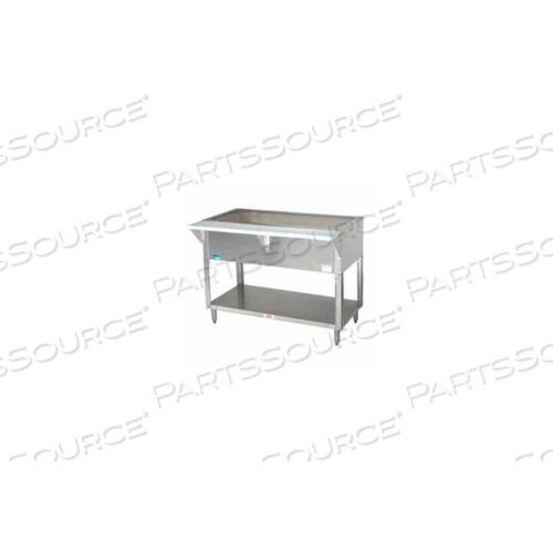 COLDPAN TABLE, 31.812L 2-PAN SIZE, S/S OPEN BASE W/UNDERSHELF