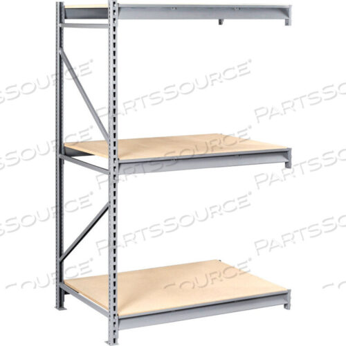 OEM#: BU-723684PA-LGYBULK STORAGE RACK - 72W X 36D X 84H - ADD-ON - 3 SHELF LEVELS - WOOD DECK - LIGHT GRAY by Tennsco Corp.